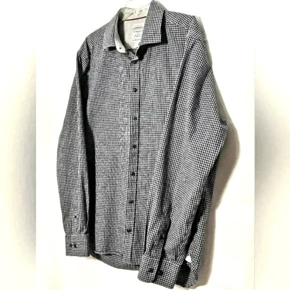 Joseph A. Bank Tailored Fit 1905 Long Sleeve Gray Navy Blue Button-up Shirt